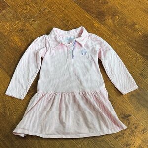 Pink Striped Long Sleeve Polo Dress Itsy Bitsy Size 4 embroidery Castle